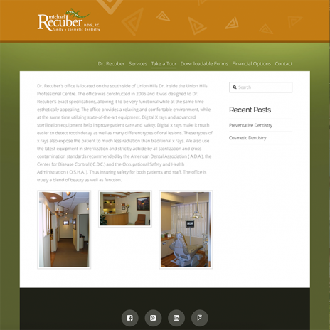 An image of dentist office tour website page designed by professional website designers