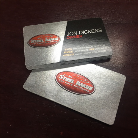 An image of steel image business cards design