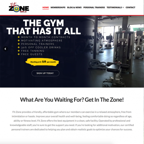 fit zone homepage design