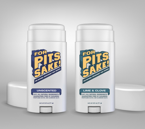 A photo of poster design for a company that sells deodorants called for pits sake