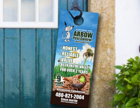 A photo of door hangers for Arrow Pest Control