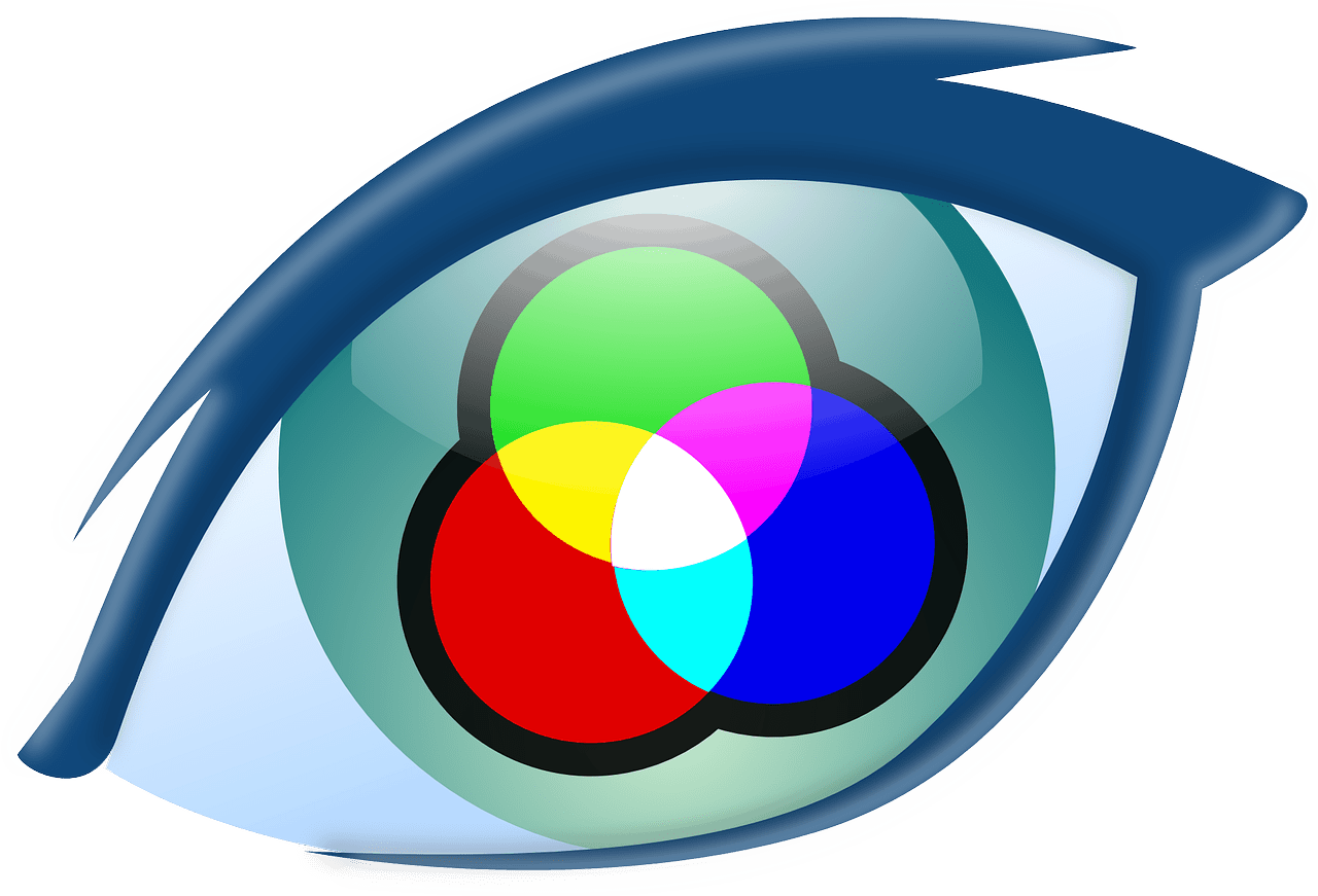 Image of an eye with rgb circles